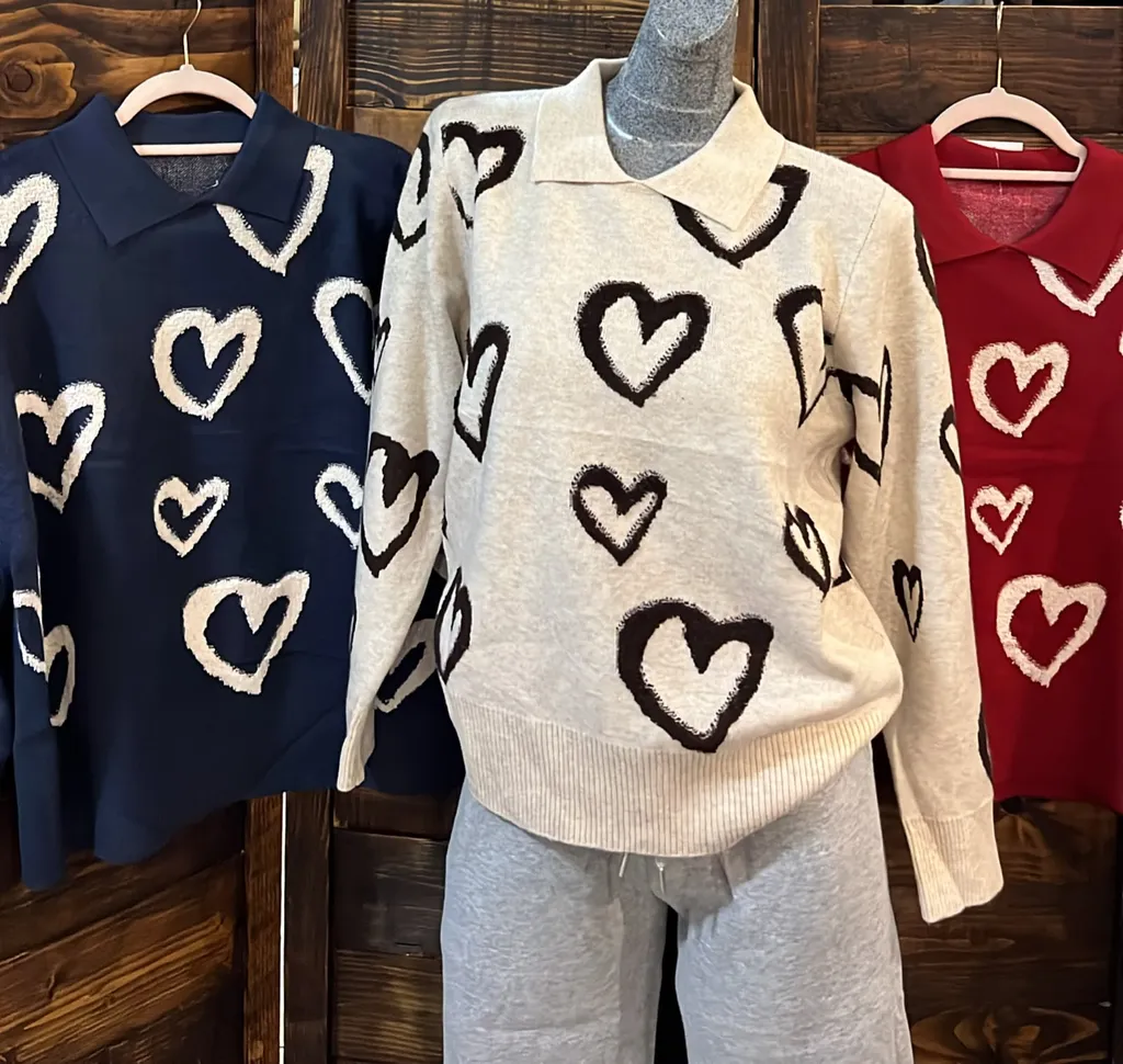Suéter calidad premium tela suave diseño impreso de corazones — imagen 1